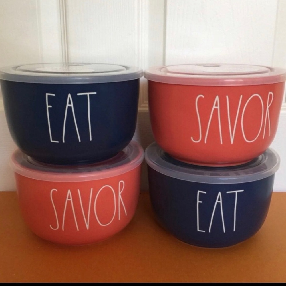 ❤️❤️❤️New Rae Dunn Ceramic Bowl food container (set of 4)❤️❤️❤️